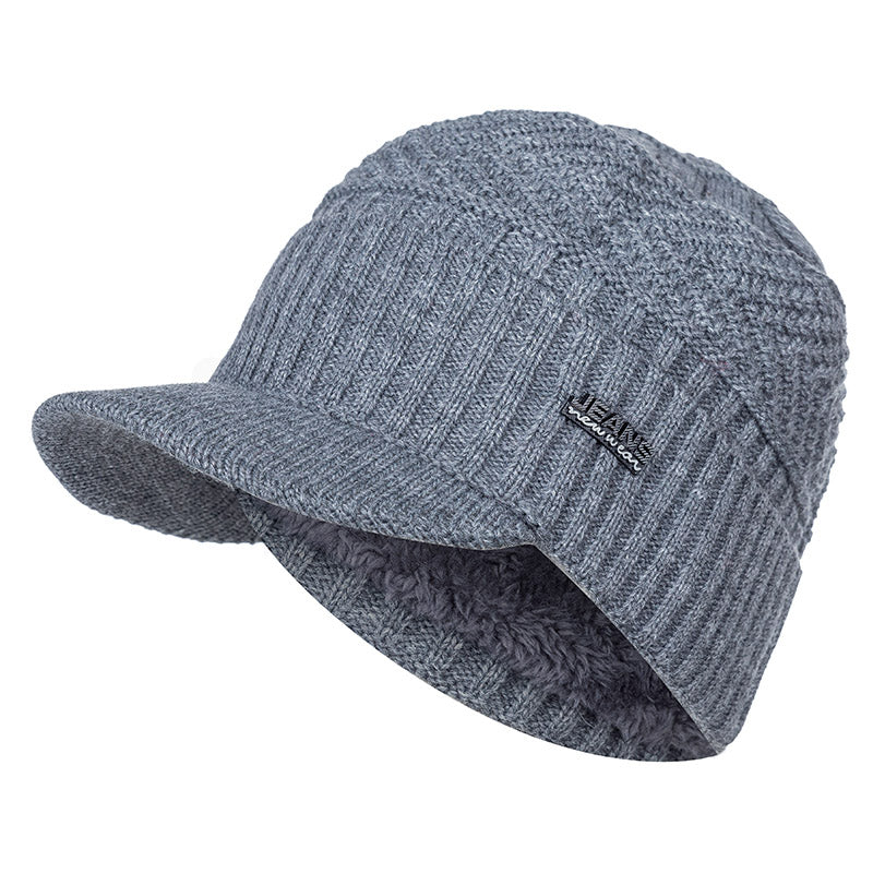 Stylish Unisex Warm Winter Hats, Add Fur Lined Soft Beanie Cap With Brim, Thick Knitted Hats For Men & Women