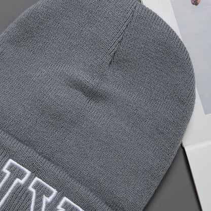 Fashionable Unisex Embroidered Knitted Hat with Letters NY Warm Woolen Winter Hat All-Matching Style