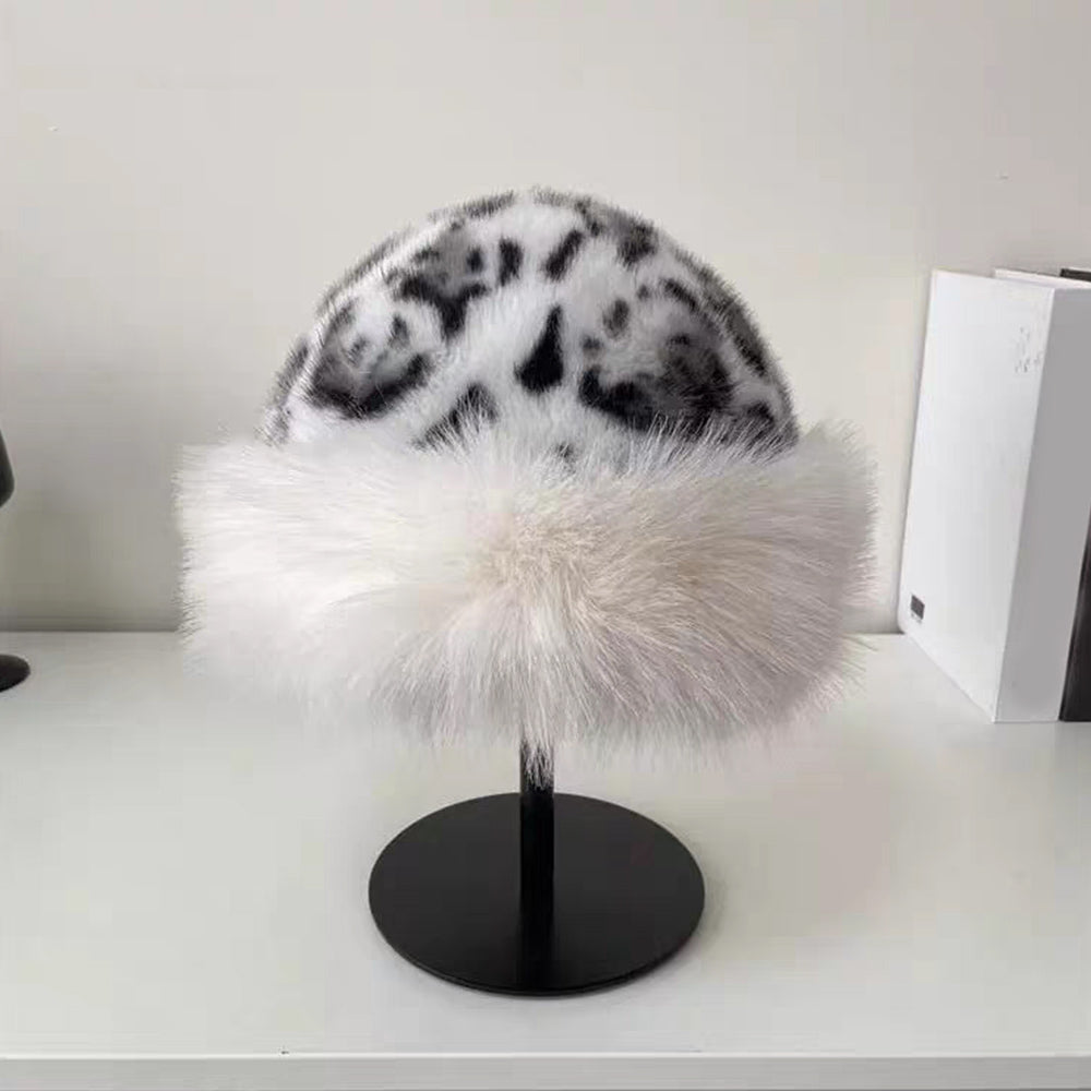 Fluffy Fur Winter Hat Womens Ski Cap Thick Warm Windproof Faux Fur Russian Fishermans Mink Snow Hat 6