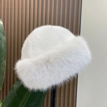 Fluffy Fur Winter Hat Womens Ski Cap Thick Warm Windproof Faux Fur Russian Fishermans Mink Snow Hat 12