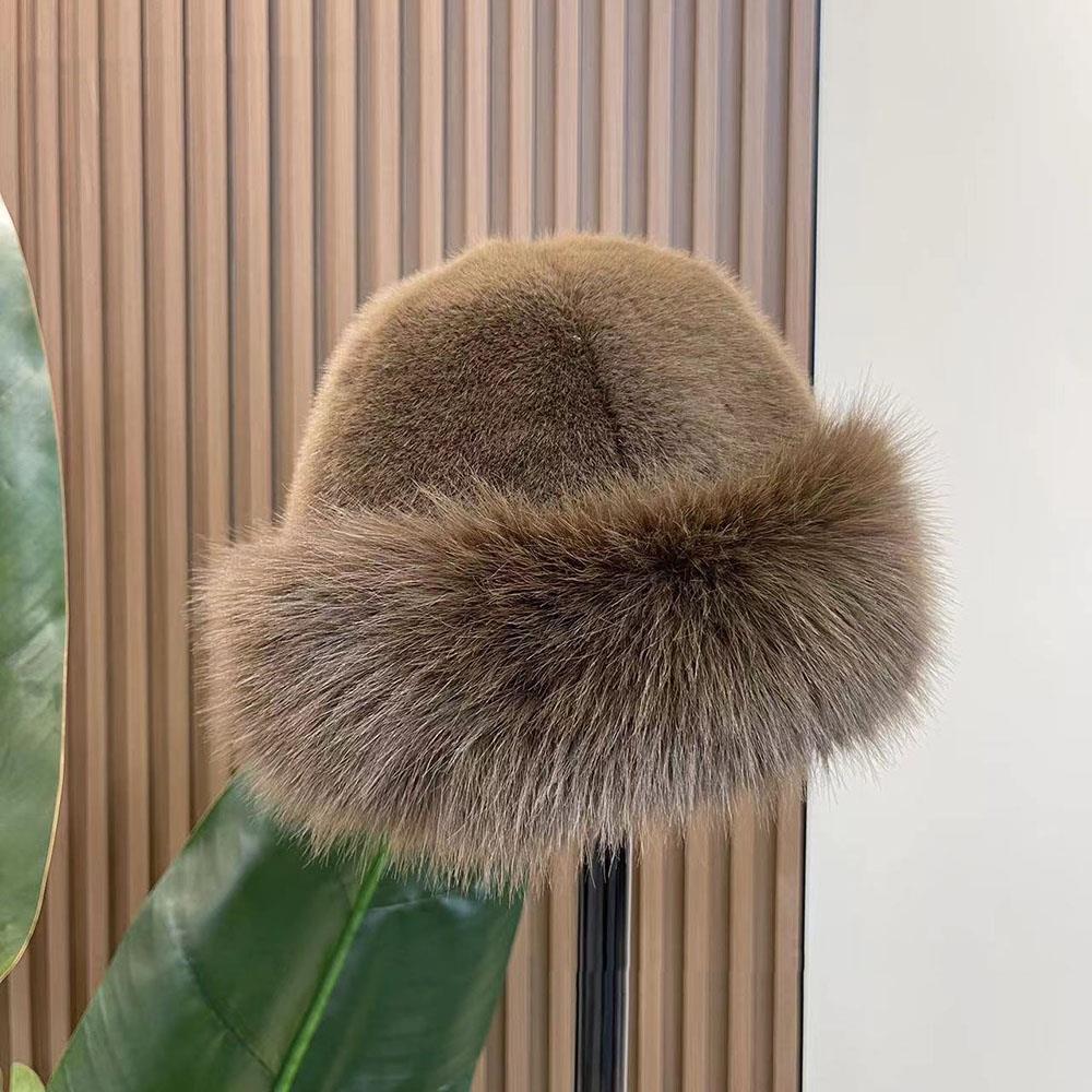 Fluffy Fur Winter Hat Womens Ski Cap Thick Warm Windproof Faux Fur Russian Fishermans Mink Snow Hat 14