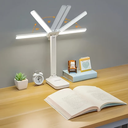 Foldable LED DoubleHead Desk Lamp USB Rechargeable Dimmable Touch Night Light EyeProtection Bedside 1
