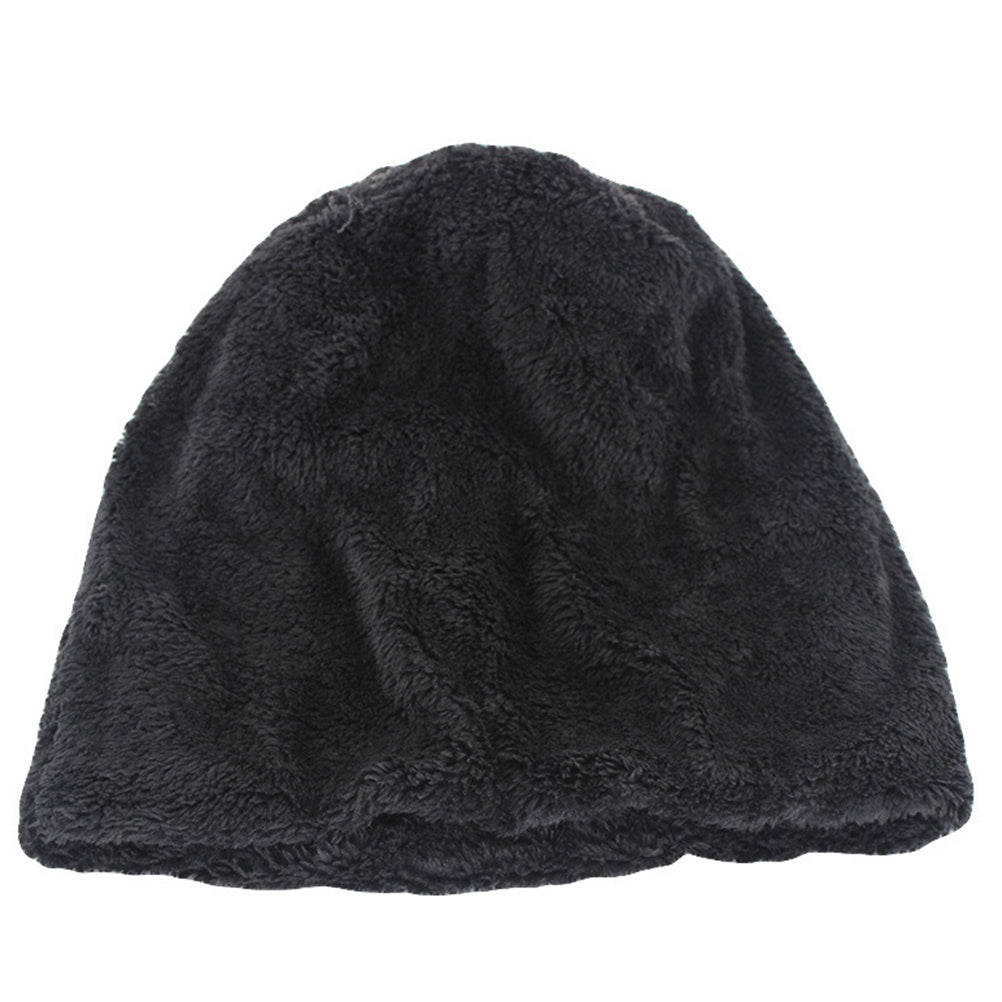 Thick Lined Knit Beanie Winter Outdoor Cap Warm Ear Protection Hat For Men Dark Gray Cycling Hat 1