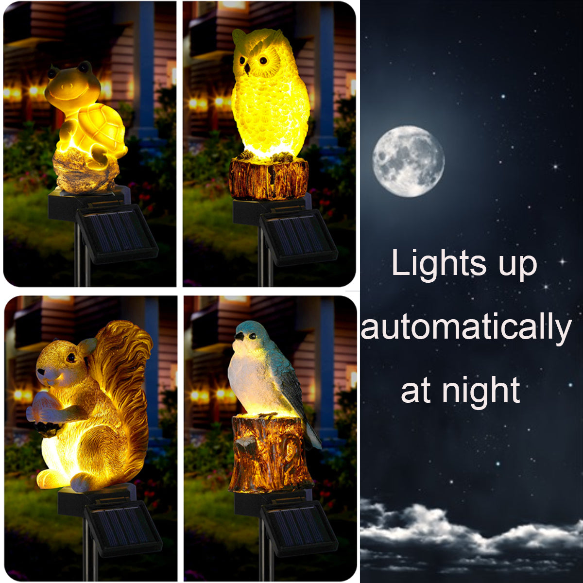 Waterproof Cute Animal Outdoor Solar Garden Light, Figurine Statue Ornament for Pathway, Patio, Lawn Decor