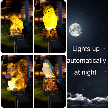 Waterproof Cute Animal Outdoor Solar Garden Light, Figurine Statue Ornament for Pathway, Patio, Lawn Decor