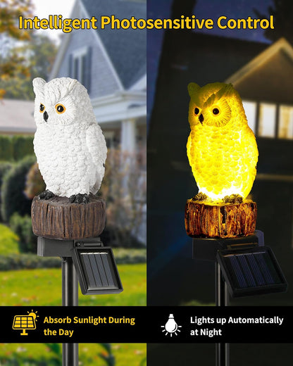Waterproof Cute Animal Outdoor Solar Garden Light, Figurine Statue Ornament for Pathway, Patio, Lawn Decor