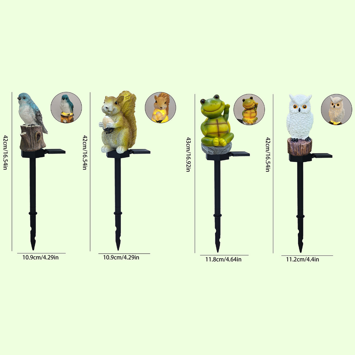 Waterproof Cute Animal Outdoor Solar Garden Light, Figurine Statue Ornament for Pathway, Patio, Lawn Decor