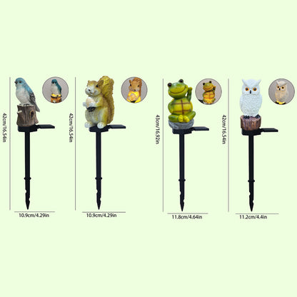Waterproof Cute Animal Outdoor Solar Garden Light, Figurine Statue Ornament for Pathway, Patio, Lawn Decor
