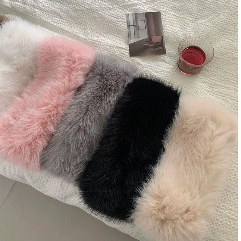 Plush Thickened Winter Headband Solid Color Ear Warmer for Ski Cap Outdoor Windproof Head Cover