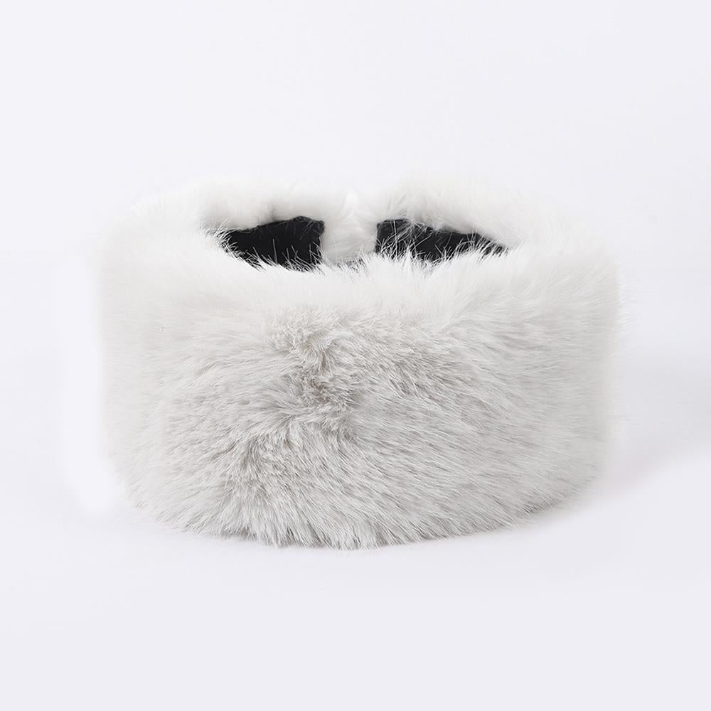 Plush Thickened Winter Headband Solid Color Ear Warmer for Ski Cap Outdoor Windproof Head Cover