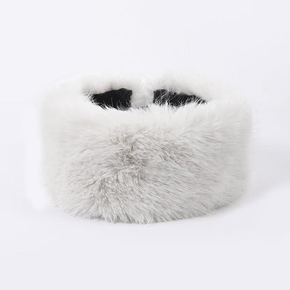 Plush Thickened Winter Headband Solid Color Ear Warmer for Ski Cap Outdoor Windproof Head Cover