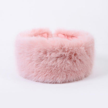 Plush Thickened Winter Headband Solid Color Ear Warmer for Ski Cap Outdoor Windproof Head Cover
