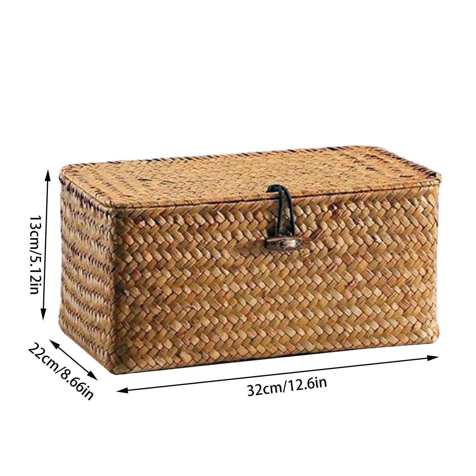 Handmade Wicker Woven Storage Box With Lid Rattan Finishing Basket For Laundry Towels Cosmetics Sun 6