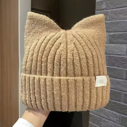 Sweet Cat Ears Beanies For Women Winter Warm Ear Protection Autumn Pullover Knitted Hats Versatile 9