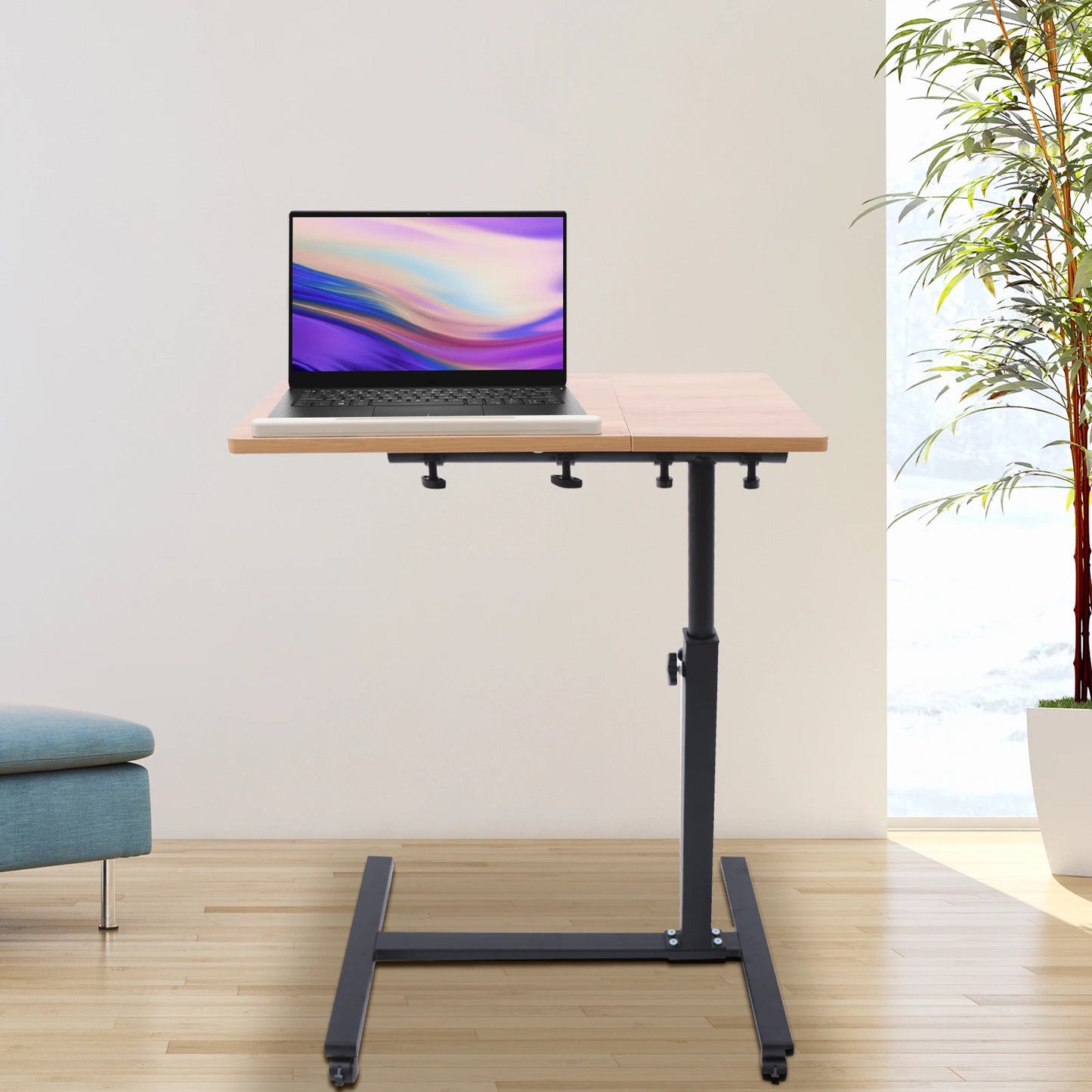 Mobile Stand Adjustable Laptop Desk With Rotating Tabletop Rolling Study Table For Computer Worksta 1