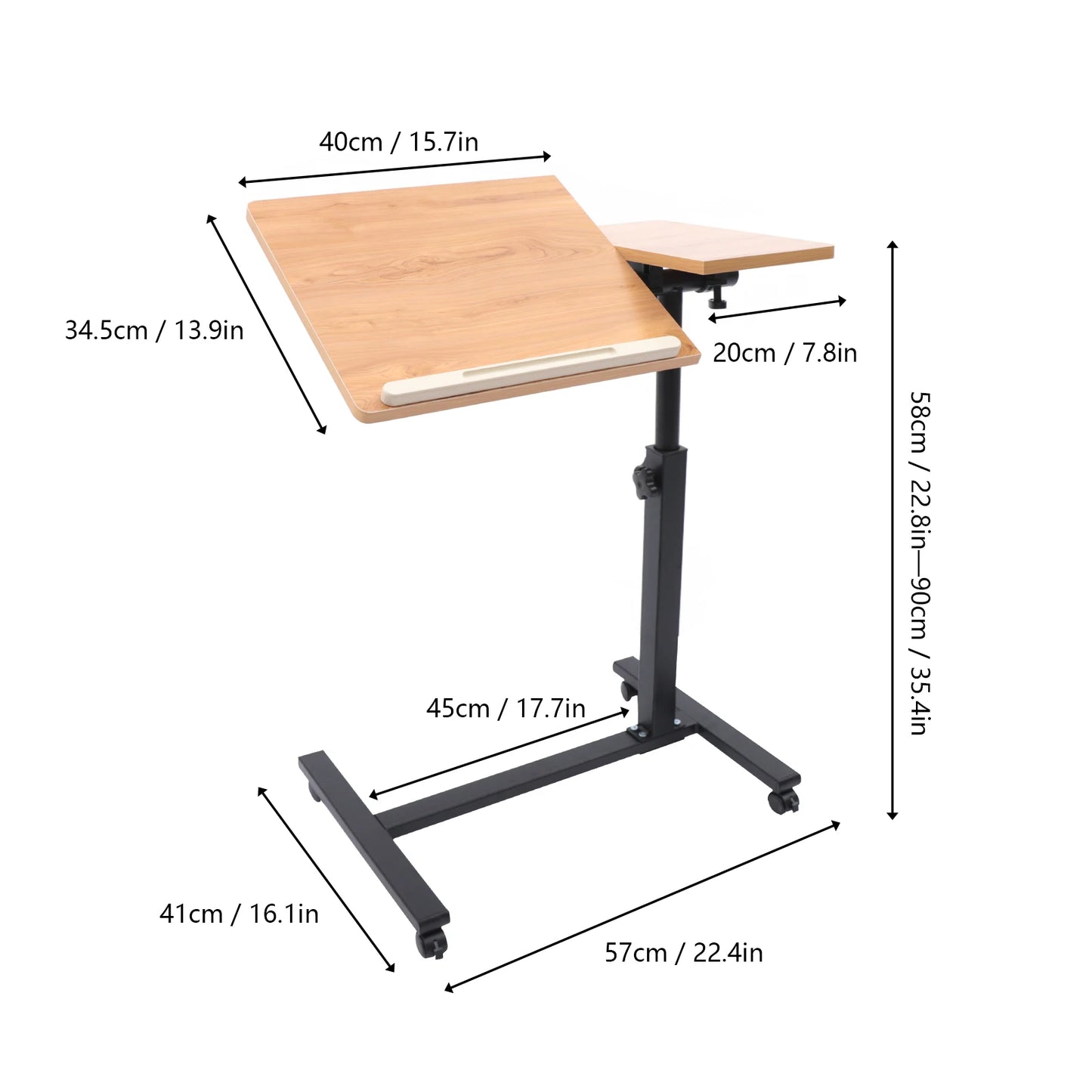 Mobile Stand Adjustable Laptop Desk With Rotating Tabletop Rolling Study Table For Computer Worksta 5