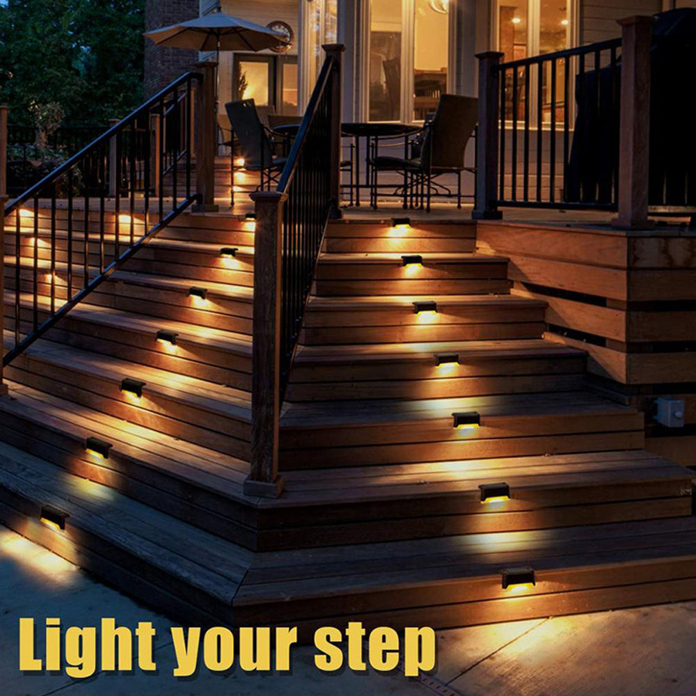 Super Bright LED Solar Step Lights, Waterproof Outdoor Solar Lamps, Warm White Solar Fence Wall Lamp for Patio, Garden