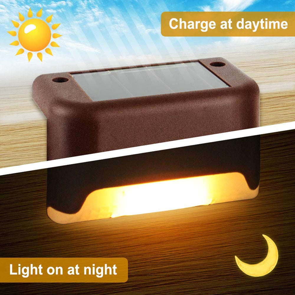 Super Bright LED Solar Step Lights Waterproof Outdoor Solar Lamps Warm White Solar Fence Wall Lamp  2