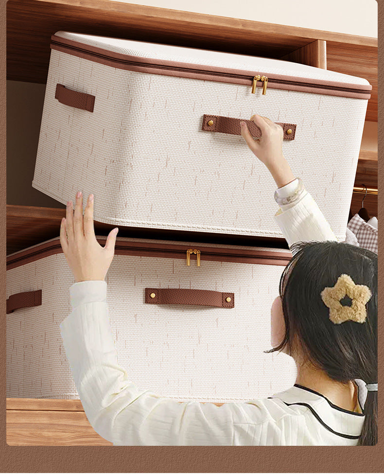 Large Household Storage Box Heavyduty Hard Shell Organizer Box For Clothes Toys Blankets Cotton Lin 1