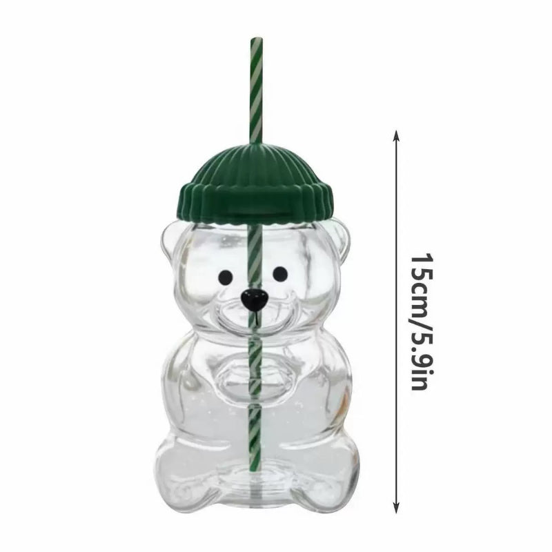 Transparent Bear Shaped Coffee Mug Cute Cartoon Bear Mug Glass Cup With Straw Creative Milk Coffee  4