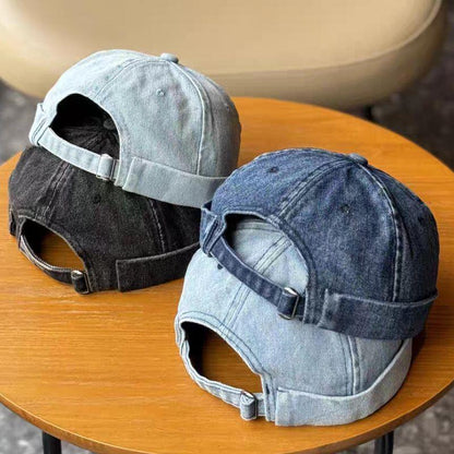 Solid Color Denim Docker Cap Adjustable Brimless Skullcap Beanie Sailor Cap for Men Women Bucket Dad Hat