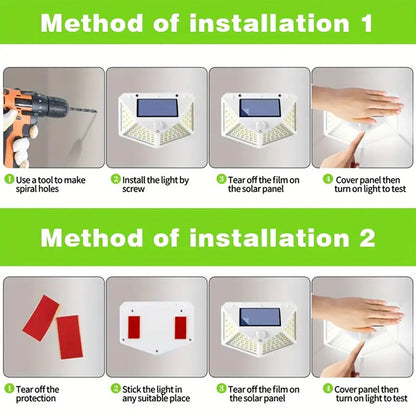 Outdoor Solar Wall Light 100 LED Courtyard Garden Guide Light Four Side Wall Light 4