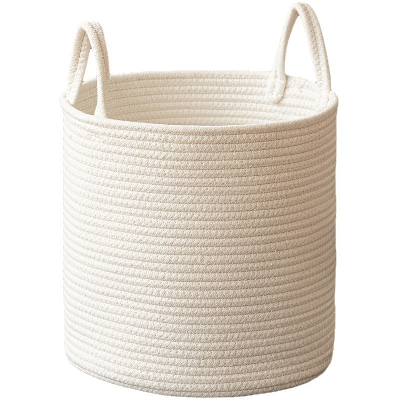 Solid White Laundry Basket For Home Organization Baby Toy Storage Cotton Rope Woven Sundries Organi 4