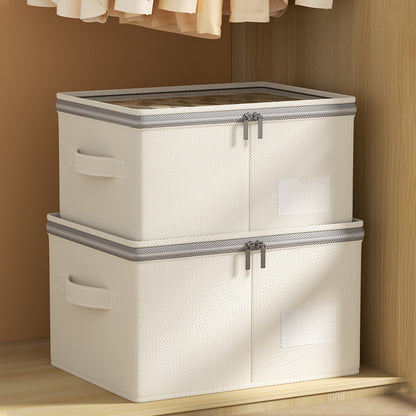 Large Capacity Clothing Storage Box, Foldable Storage Bin for Down Jacket, Quilt Organizer Box with Lid Bedroom Wardrobe