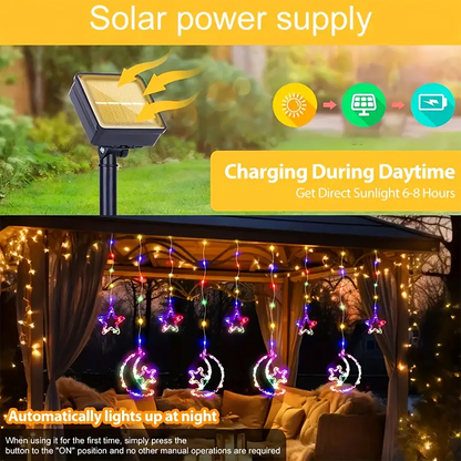 SolarPowered Stars And Moon Lights Waterproof Curtain String Lights For Outdoor Terraces Porches An