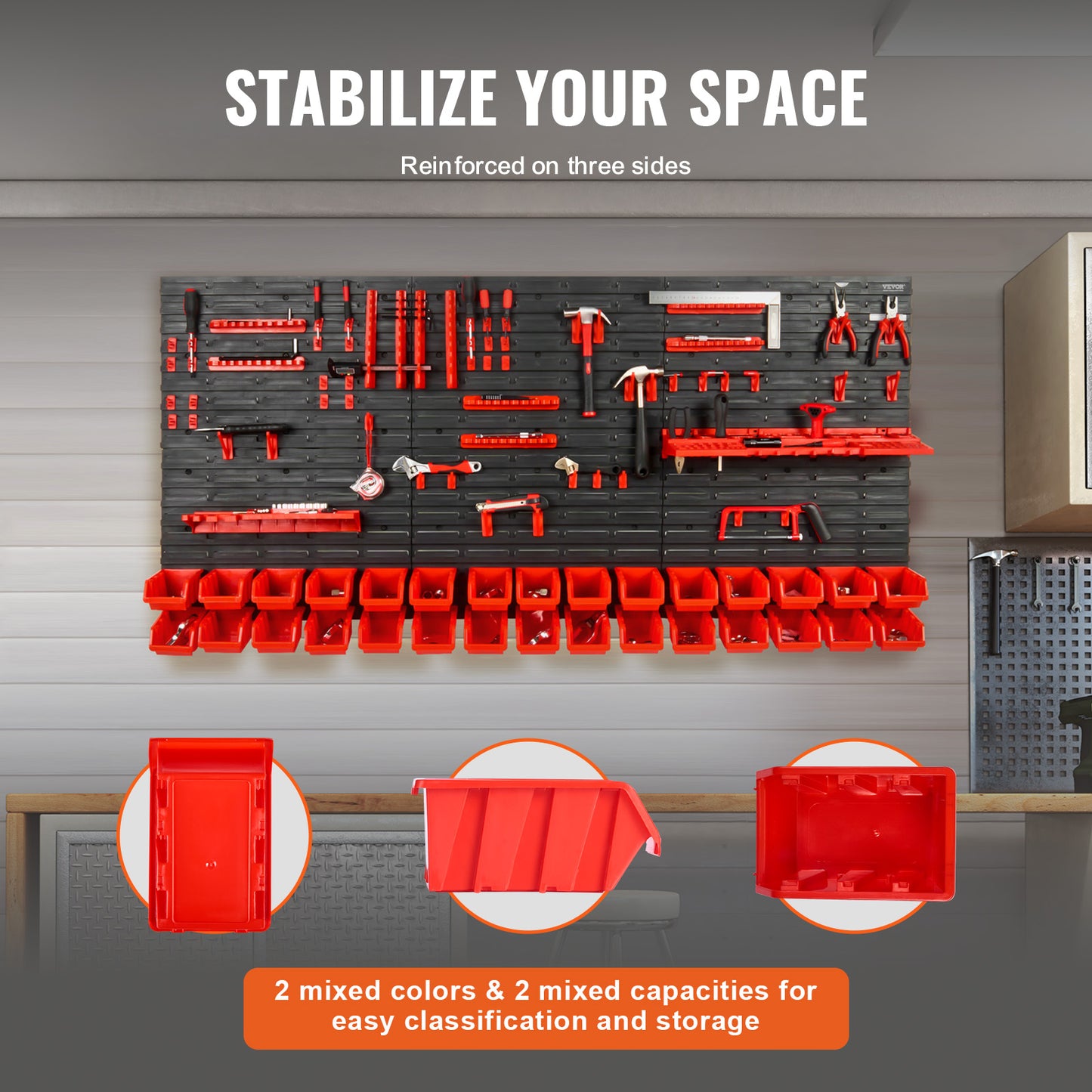 Wall Mounted Storage Bins For Garage Plastic Rack Organiser With Wall Panels And Hooks For Screws N 3
