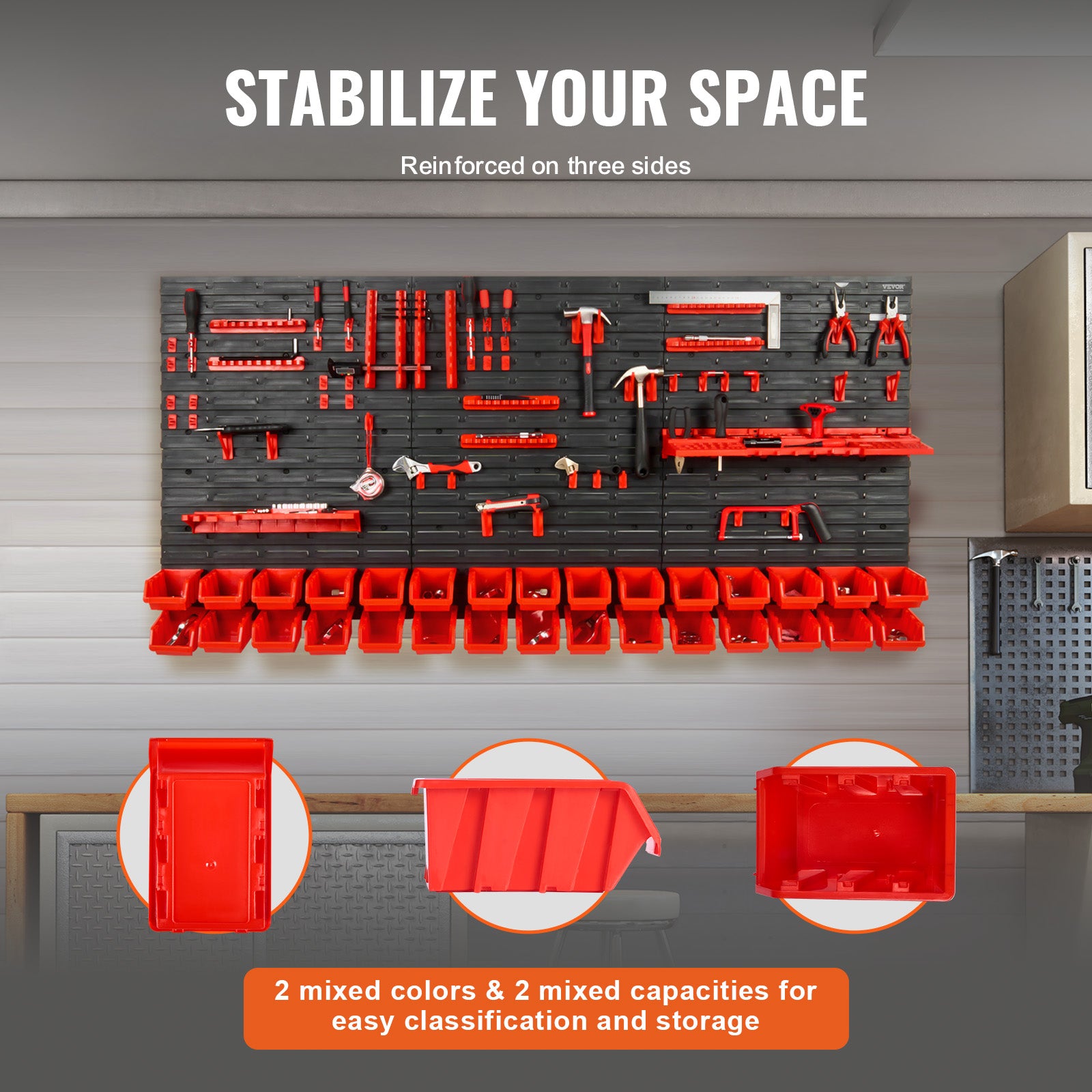Wall Mounted Storage Bins For Garage Plastic Rack Organiser With Wall Panels And Hooks For Screws N 3