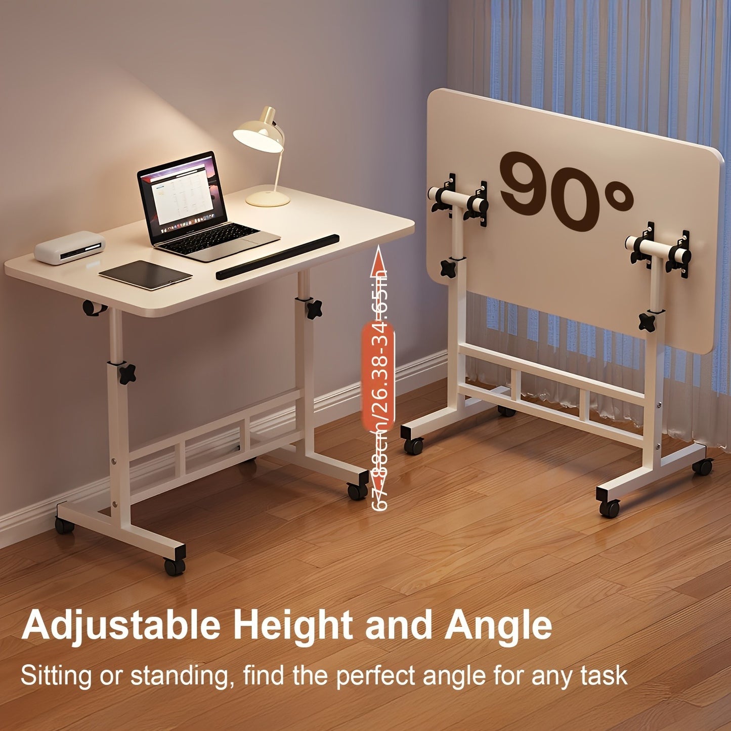 Adjustable Height Standing Desk Durable Computer Desk With Universal Wheels Sturdy And Spacious Mob 3