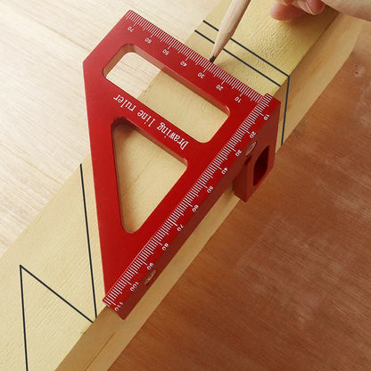 Aluminum Alloy Miter Triangle Ruler, Woodworking Square Protractor, High Precision Layout Measuring Tool for Engineers