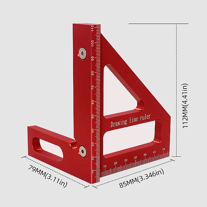 Aluminum Alloy Miter Triangle Ruler, Woodworking Square Protractor, High Precision Layout Measuring Tool for Engineers