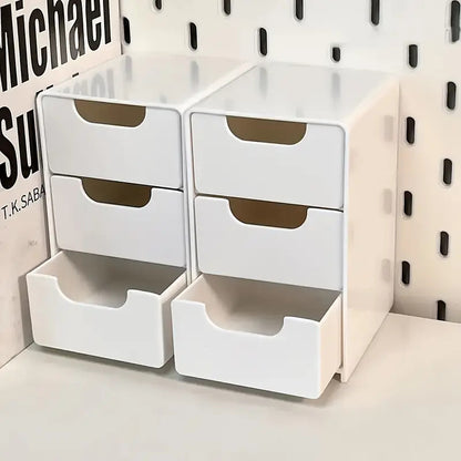 Plastic Cosmetic Storage Organizer, Multi Functional Storage Box with Drawers, Countertop Jewellery and Office Supplies