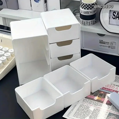 Plastic Cosmetic Storage Organizer, Multi Functional Storage Box with Drawers, Countertop Jewellery and Office Supplies