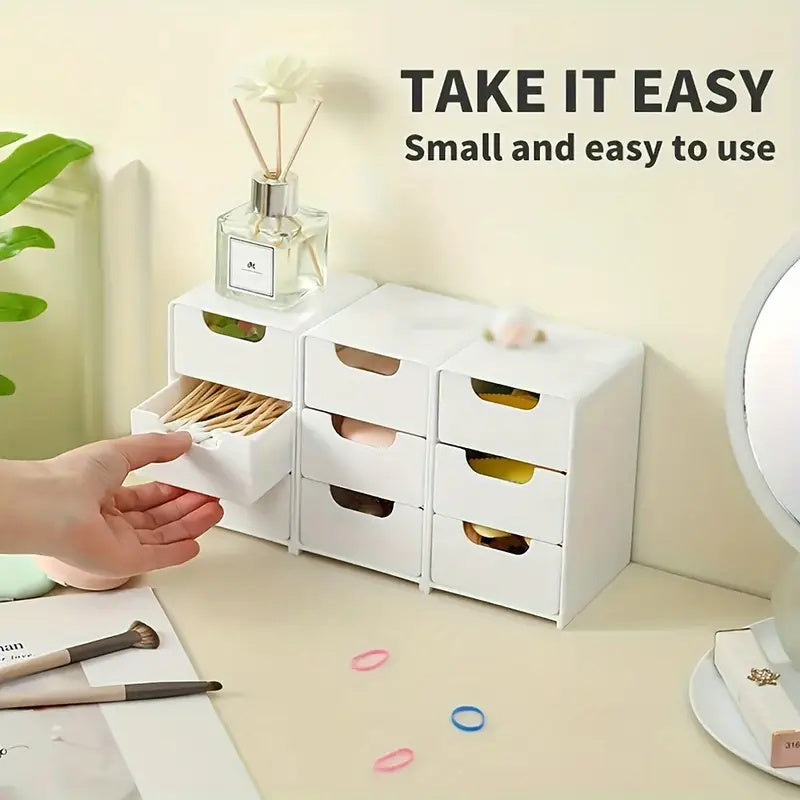 Plastic Cosmetic Storage Organizer, Multi Functional Storage Box with Drawers, Countertop Jewellery and Office Supplies