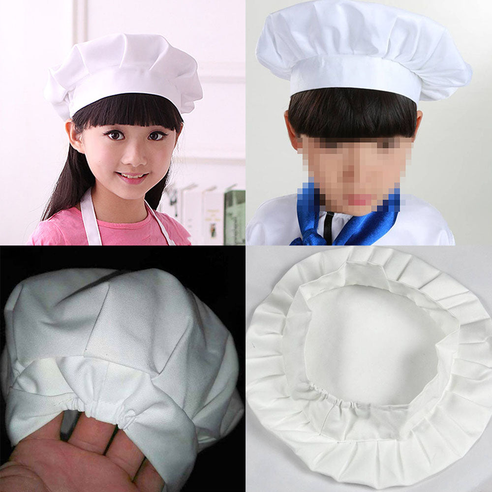 Elastic Baby Kid White Chef Hat, Party Kitchen Costume Cap, Baking Cooking Gorro Cocinero Blanco