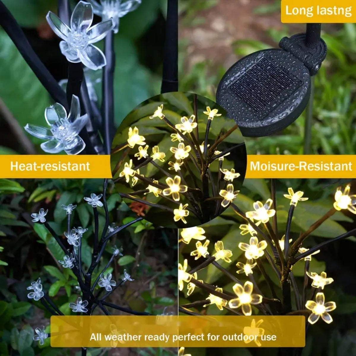 Solar Powered LED Cherry Blossom Tree Branch Lights Outdoor Waterproof With Lighting Modes For Fair 1