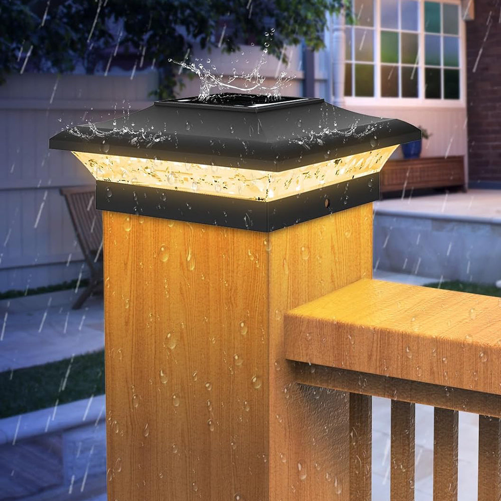 Waterproof Solar Post Lamp, Set for Outdoor Garden Fence, Landscape Pillar Head Light