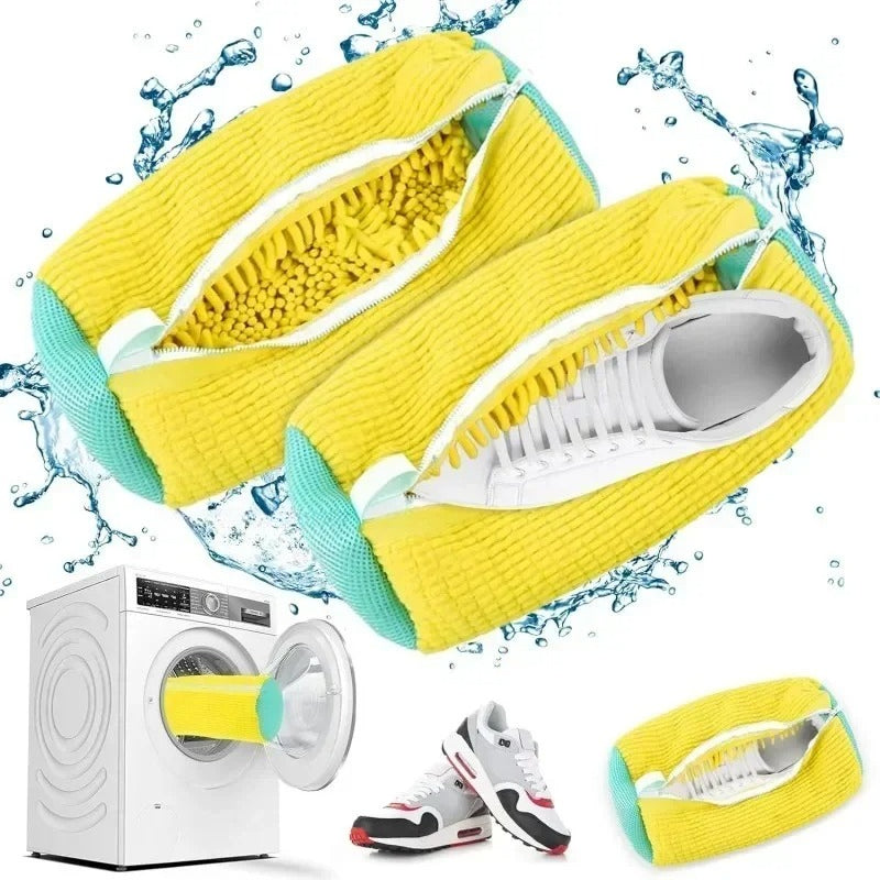 Machine Washable Shoe Washing and Drying Bag, Durable Polyester Laundry Protector for Shoes with Adjustable Strap