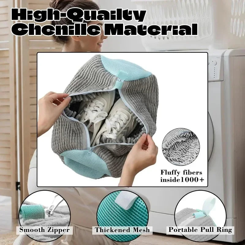 Machine Washable Shoe Washing And Drying Bag Durable Polyester Laundry Protector For Shoes With Adj 4