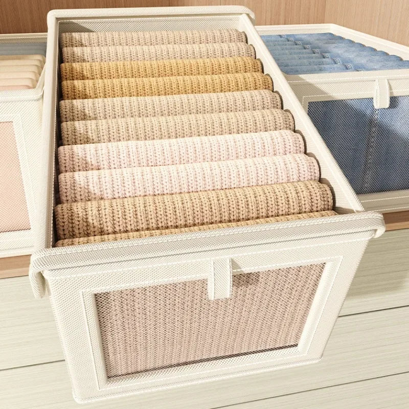 Large Foldable Canvas Storage Box With Clear Window Organize And Store Clothing SpaceSaving Home Cl 1