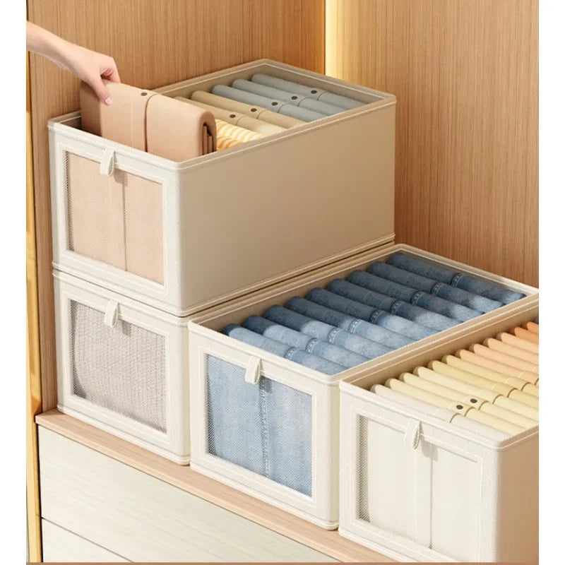 Large Foldable Canvas Storage Box With Clear Window Organize And Store Clothing SpaceSaving Home Cl 3