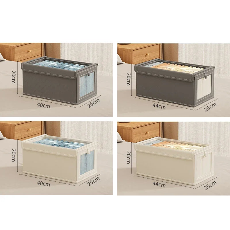 Large Foldable Canvas Storage Box With Clear Window Organize And Store Clothing SpaceSaving Home Cl 4