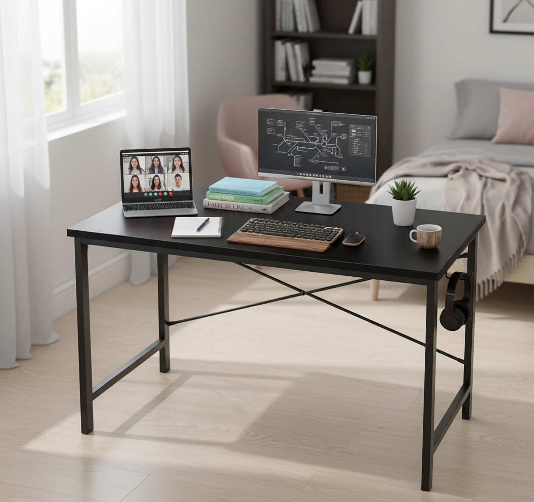 Sturdy Home Office Table for Dorms and Small Rooms, Compact Computer Desk for Students