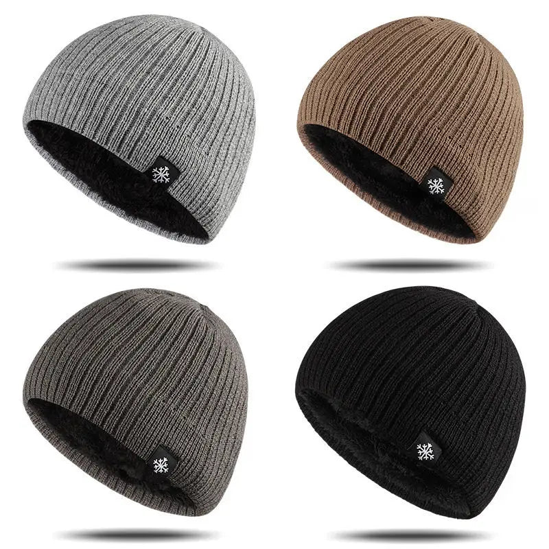 Windproof and Warm Autumn and Winter Thick Wool Blended Knitted Hats for Men and Women Outdoor Wear
