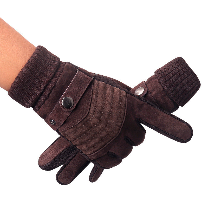Mens Winter Gloves Cycling Motorcycle Leather Touch Screen Windproof Warm AntiSlip Insulation 3
