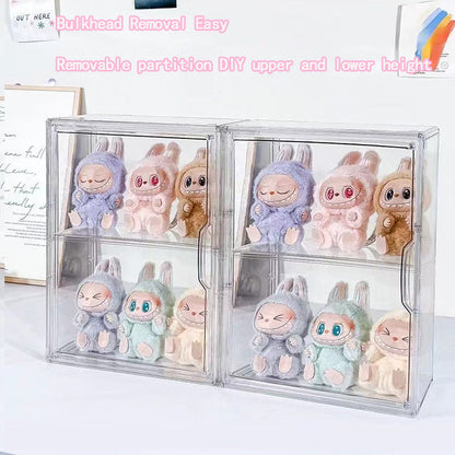 New Labubu Storage Box Transparent Acrylic Display Boxes Dustproof Doll Figure Organizer Blind Box  2