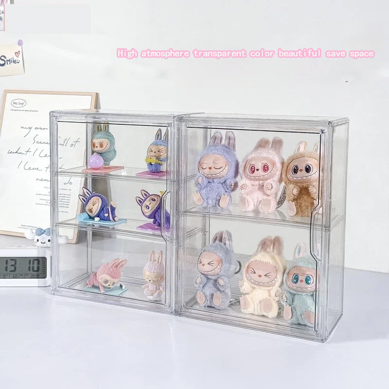 New Labubu Storage Box Transparent Acrylic Display Boxes Dustproof Doll Figure Organizer Blind Box  3
